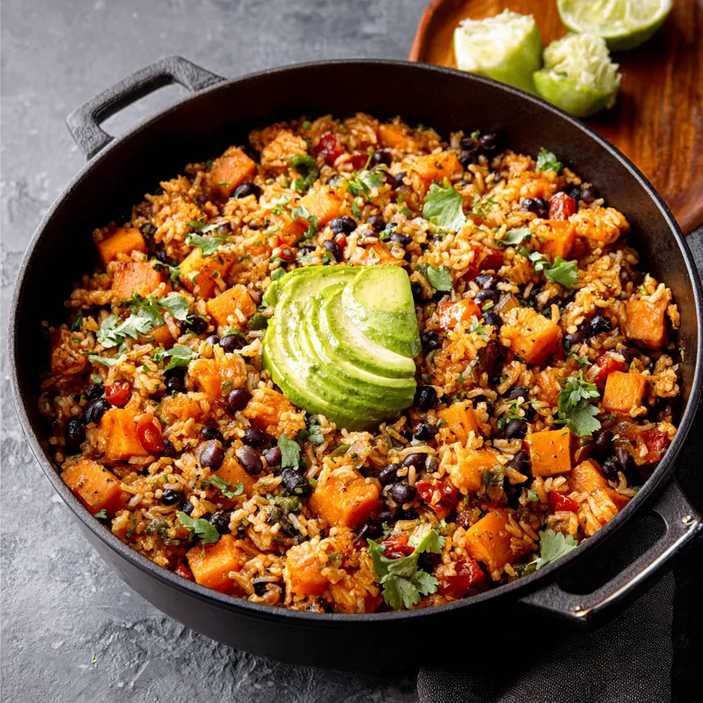 Easy Southwest Sweet Potato, Black Bean and Rice Skillet second content image showcasing the vibrant colors and textures of the dish.