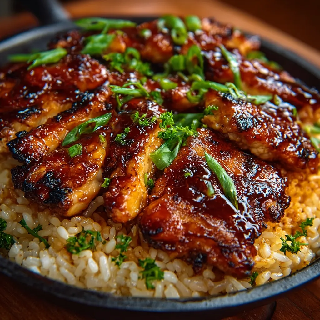 Easy Honey BBQ Chicken Rice second content image showing the finished dish ready to eat.