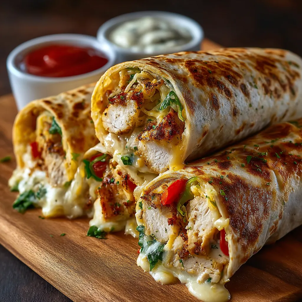 Garlic chicken wraps are a quick and easy lunch idea shown in a second content image.