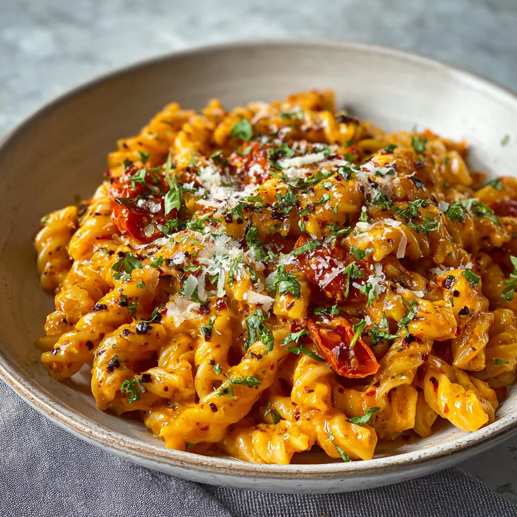 Creamy garlic tomato pasta, ready in 30 minutes, showcases the delicious and easy weeknight meal recipe.