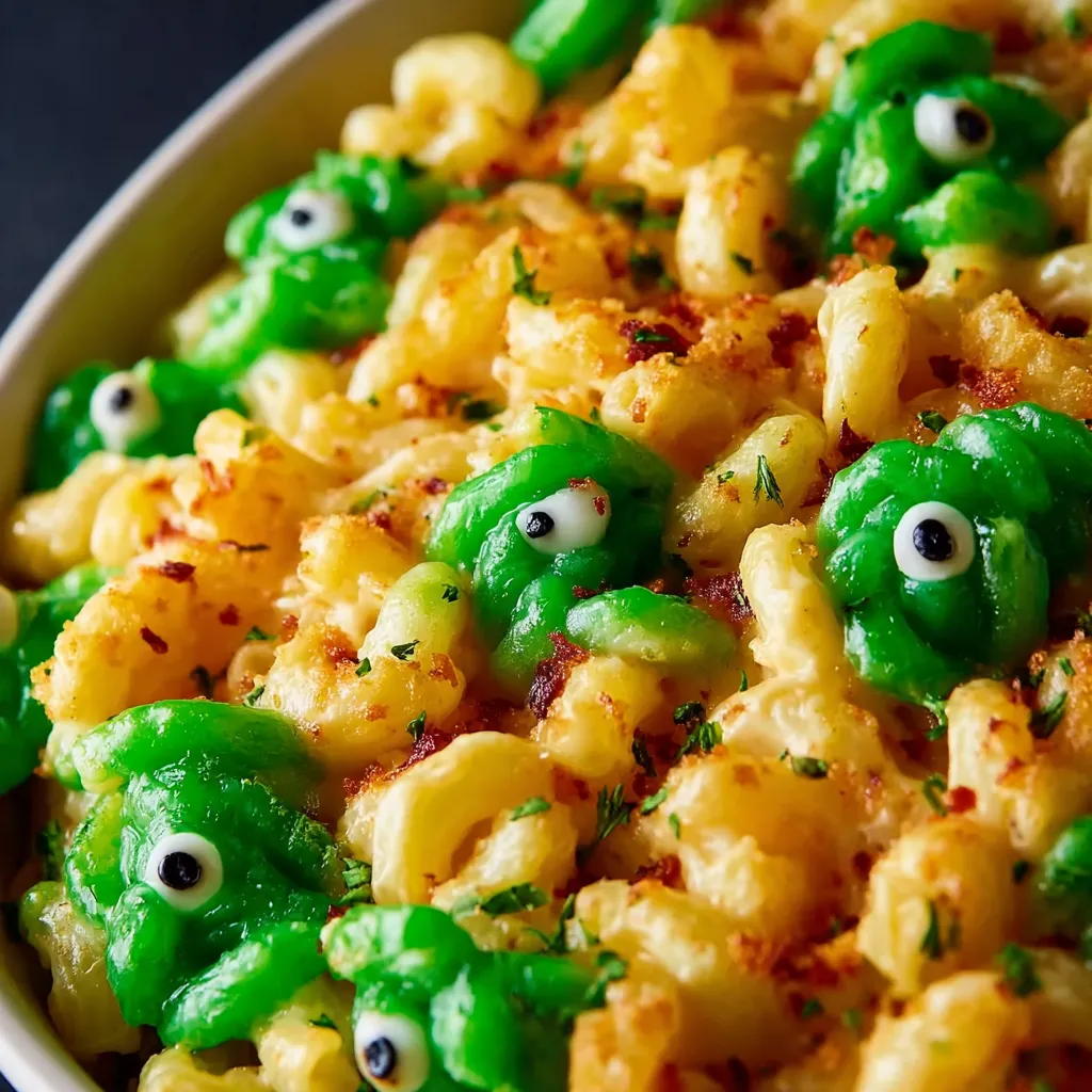 A creamy, cheesy, and monstrously delicious Monster Mac and Cheese overflowing in a cast iron skillet exemplifies the ultimate comfort food experience.