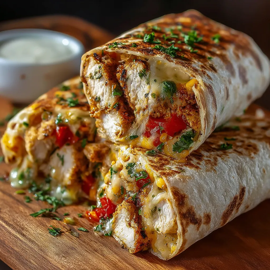 A delicious and easy-to-make garlic chicken wrap, perfect for a quick and satisfying lunch.