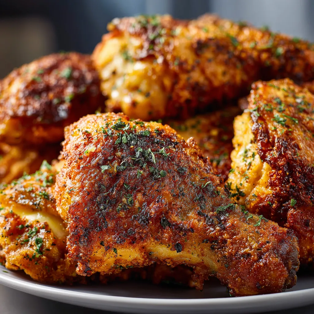 Close-up shot showcasing a perfectly golden-brown Baked Chicken, ready to be served.