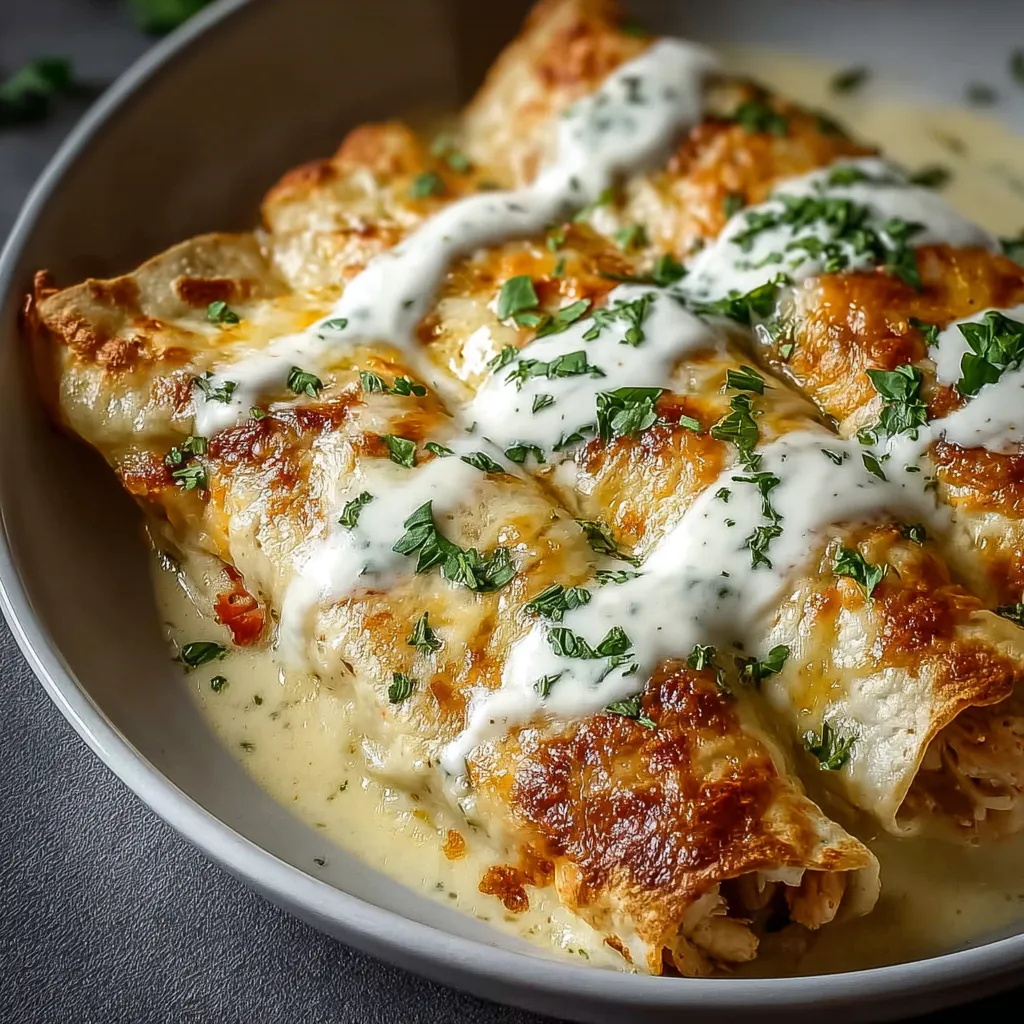 Close-up shot of delicious Chicken Enchiladas ready to be served.