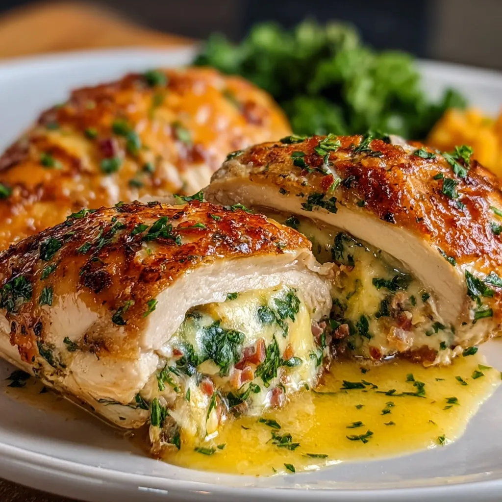 A close-up image showcasing the delicious filling of Ruth’s Chris Stuffed Chicken, highlighting its creamy texture and savory ingredients.