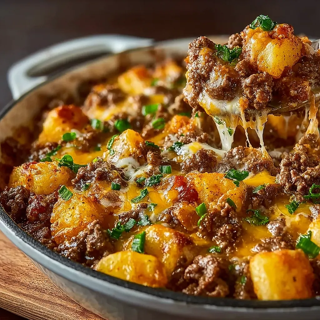 A close-up shows a second helping of delicious Hobo Casserole, ready to be enjoyed.