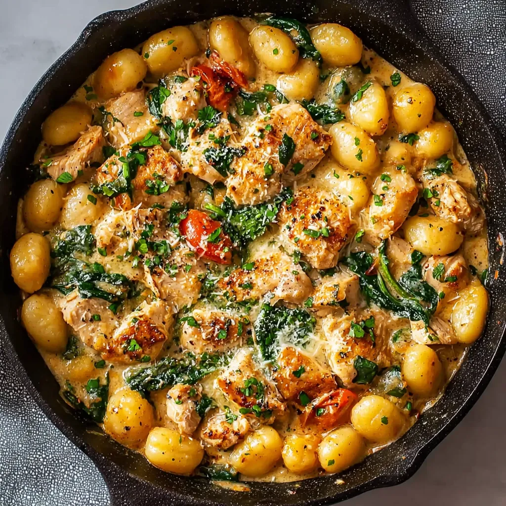 BEST GARLIC CHICKEN GNOCCHI SKILLET DINNER