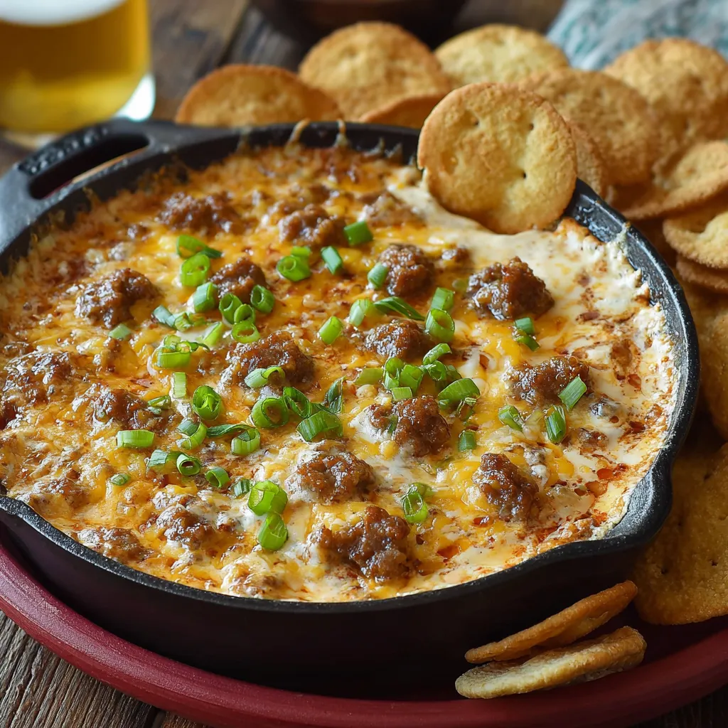 BEST HOT SAUSAGE BEER CHEESE DIP