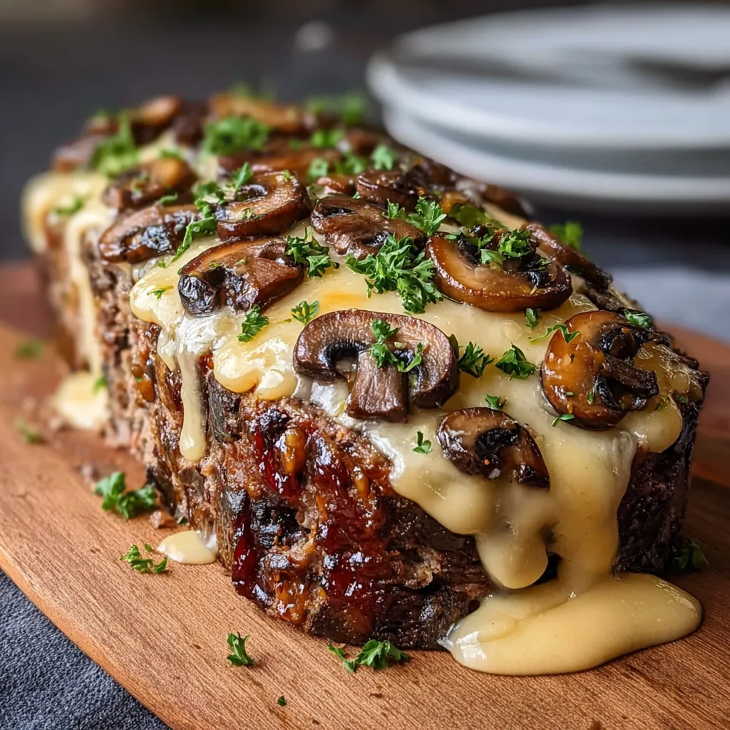 BEST MUSHROOM SWISS CHEESE MEATLOAF