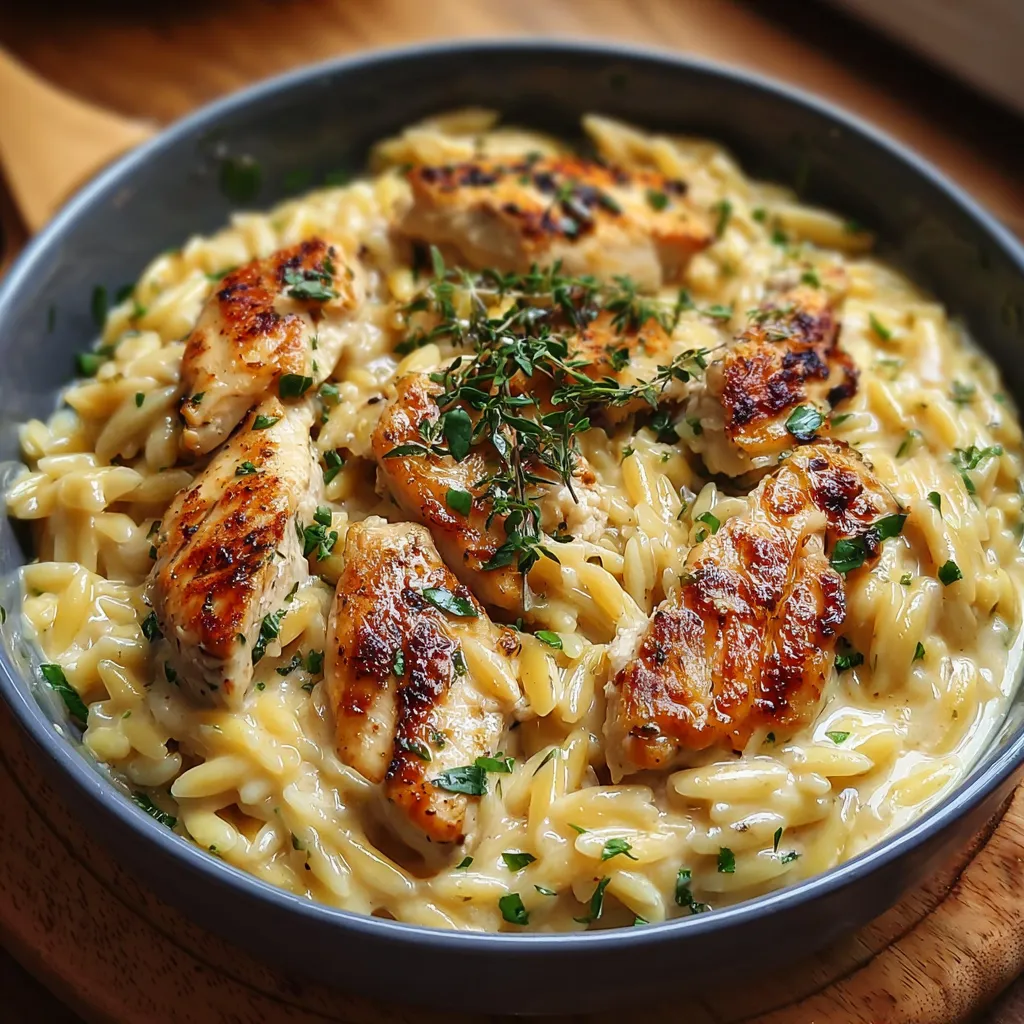 CREAMY ORZO WITH CHICKEN AMAZING