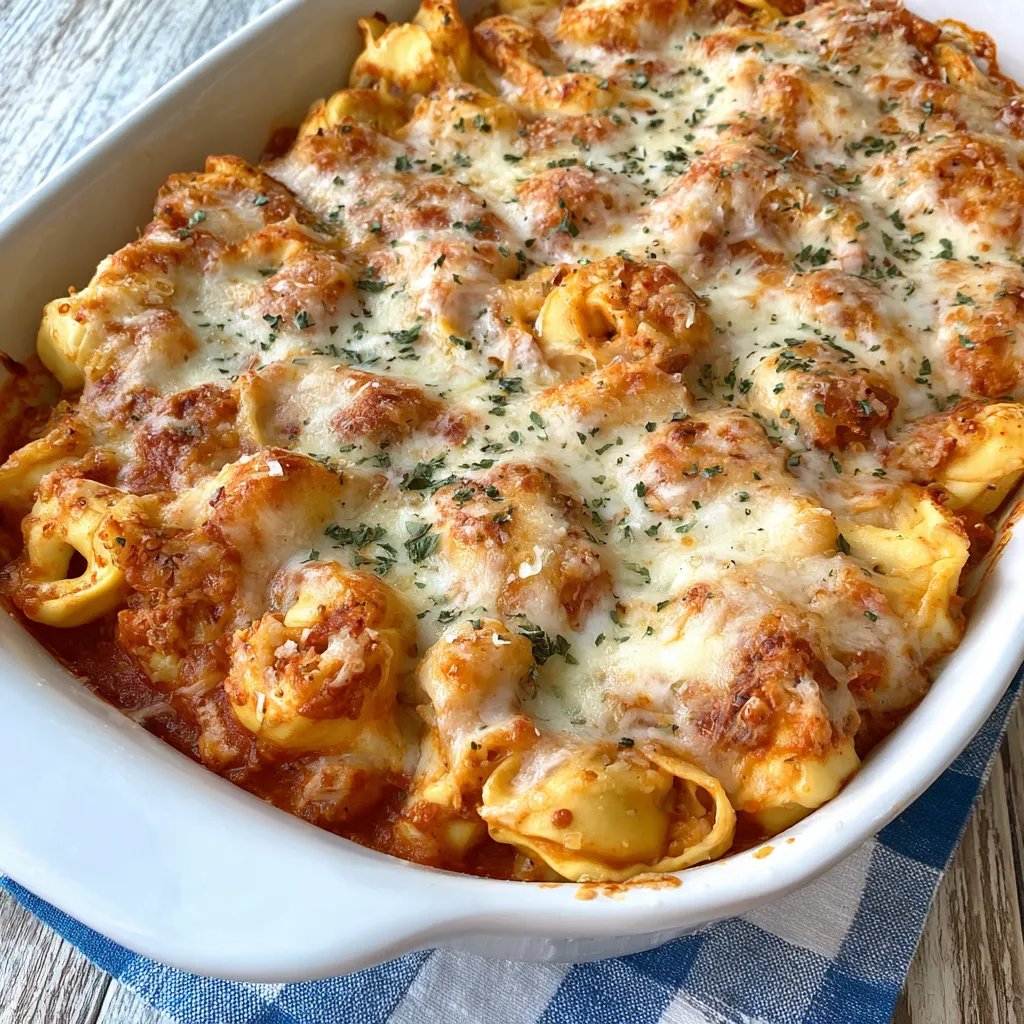 EASY CHEESY BAKED TORTELLINI CASSEROLE