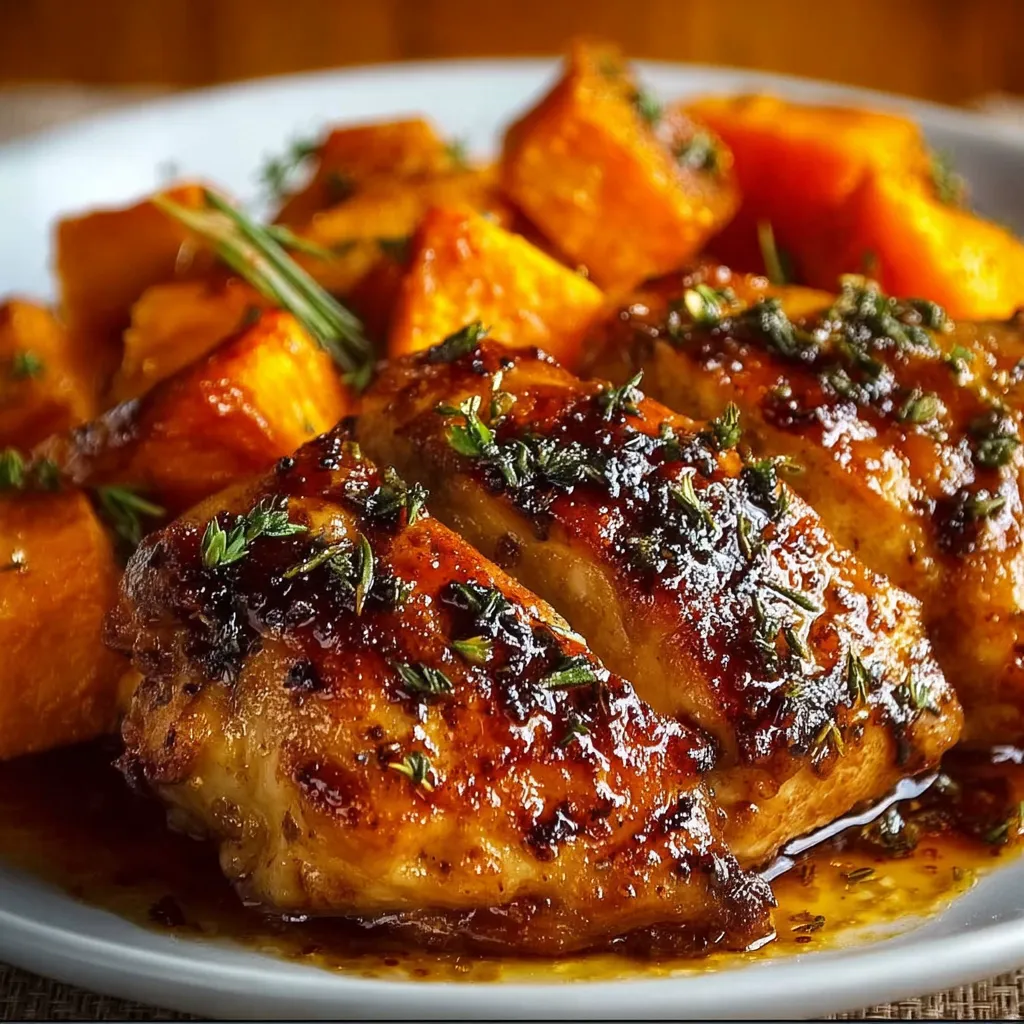 EASY MAPLE-GLAZED CHICKEN WITH SWEET POTATOES