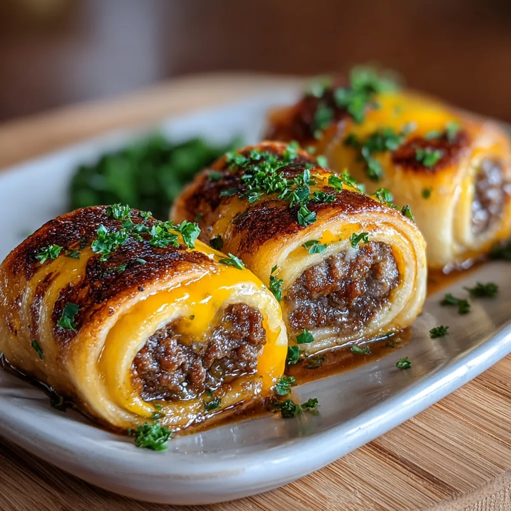 GARLIC BUTTER BEEF CHEESEBURGER ROLLUPS BEST