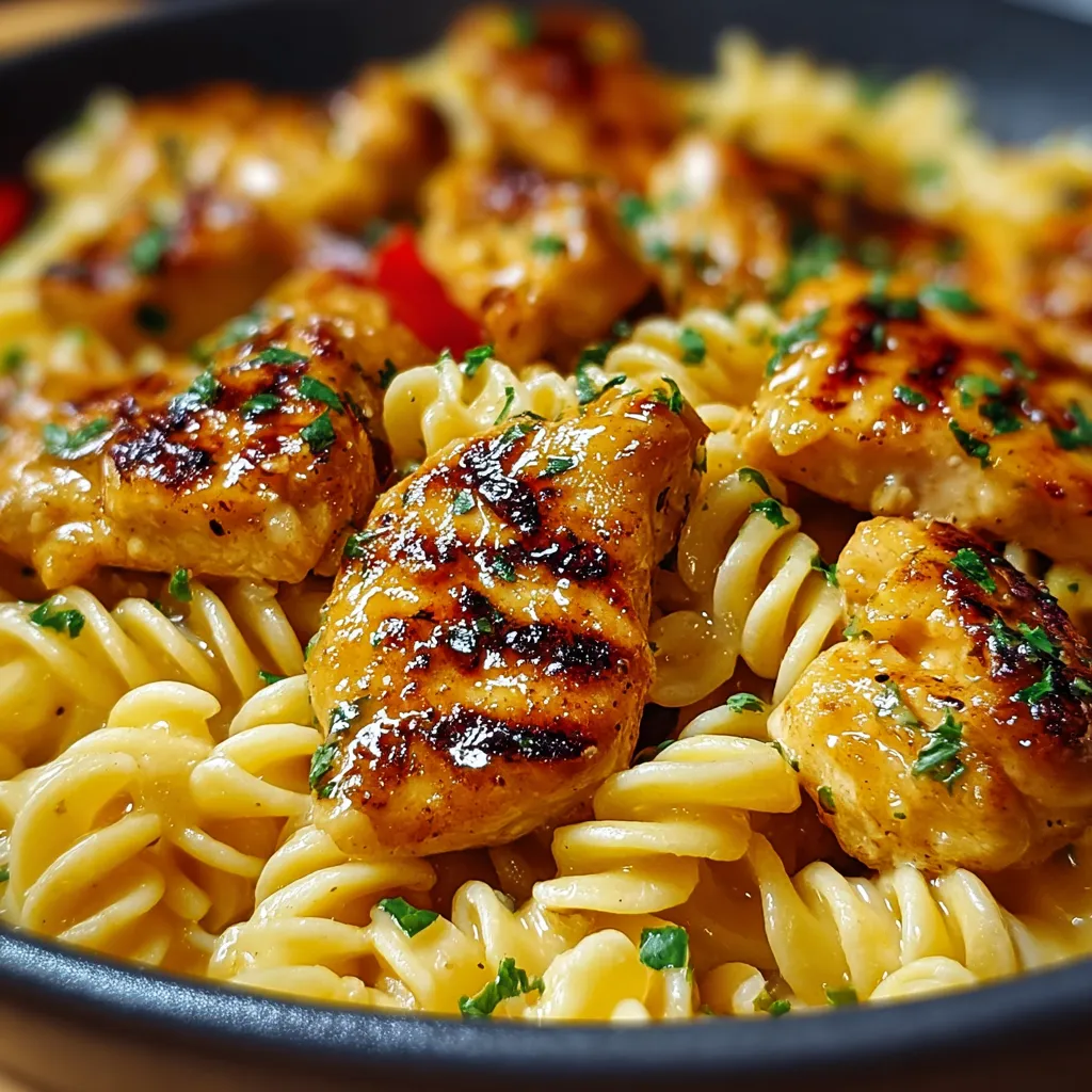 Garlic Butter Chicken Pasta, a creamy and delicious dish, is featured in this tempting image.