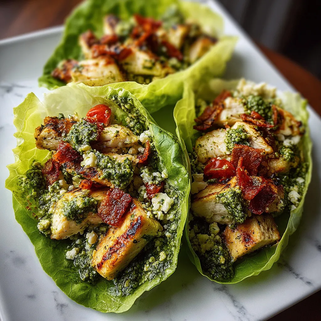 PESTO CHICKEN LETTUCE WRAPS EASY