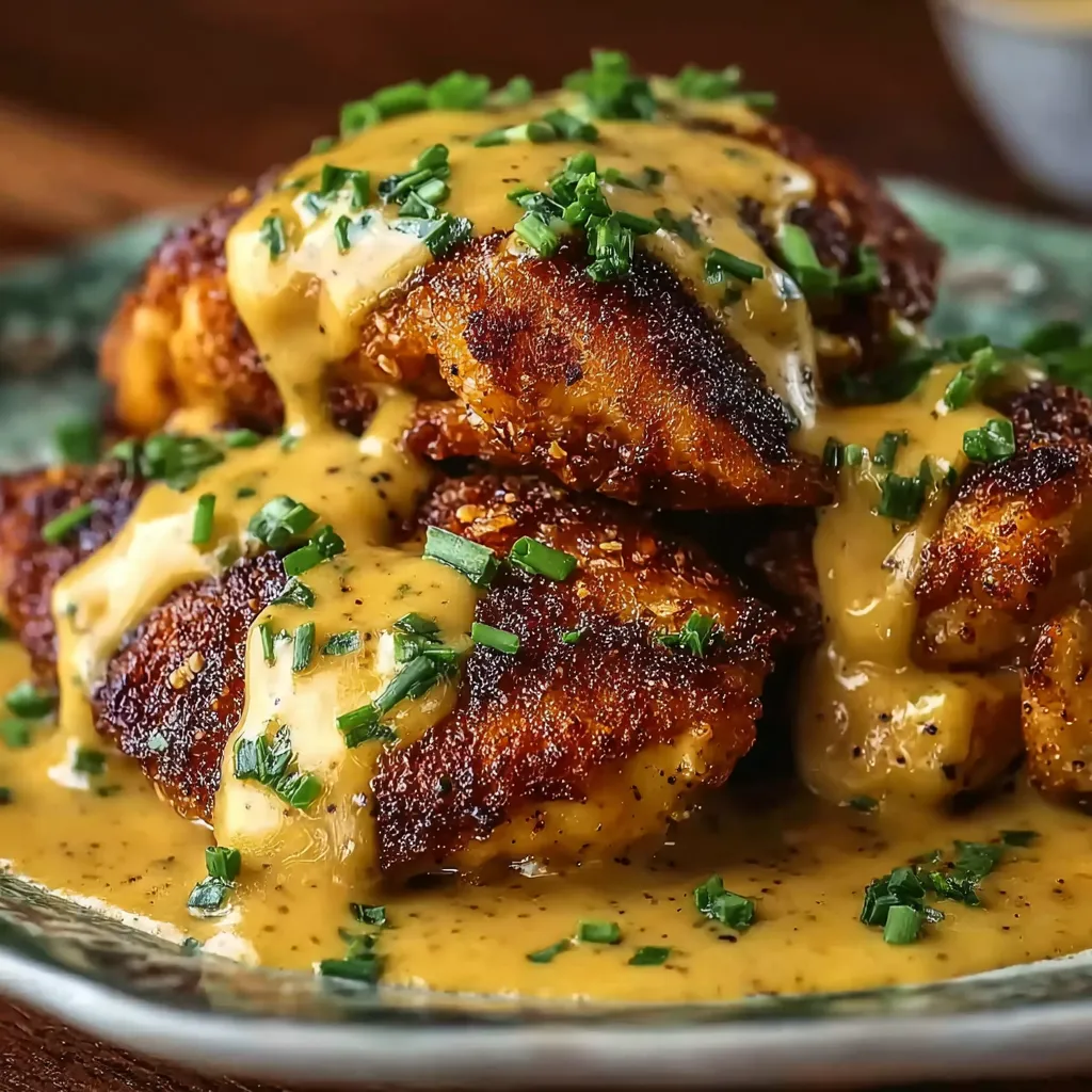 PRETZEL CHICKEN WITH MUSTARD-CHEDDAR SAUCE AMAZING