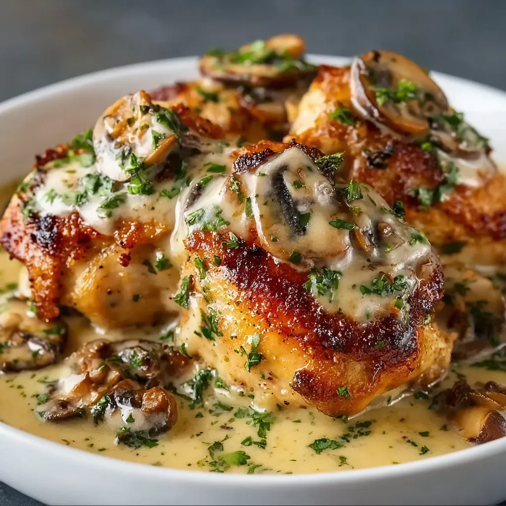 Close-up showing a delicious serving of Chicken Gloria, prepared for a second helping.