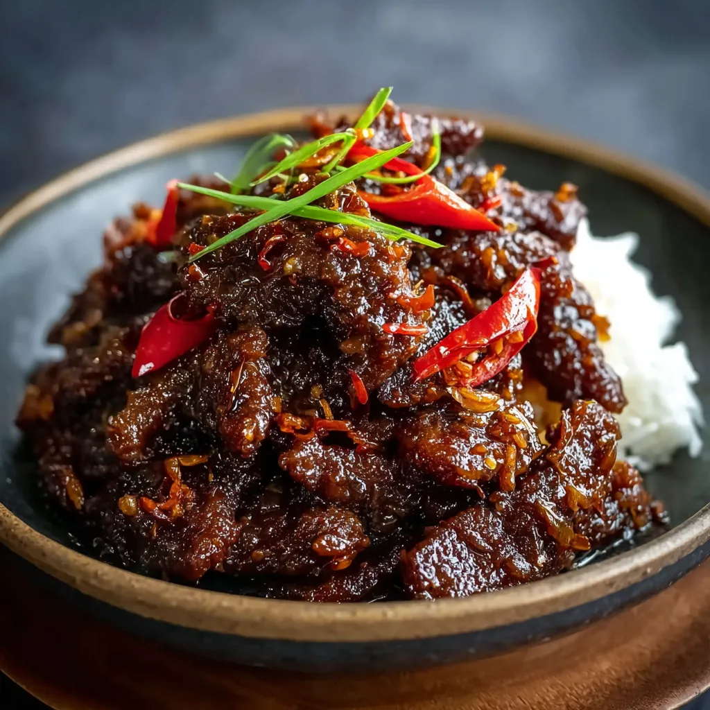 A close-up shot of flavorful Chilli Beef, illustrating another key step in the recipe.