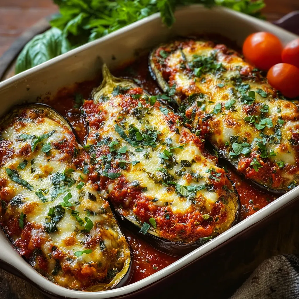 Close-up of the delicious Baked Stuffed Eggplant filling, showcasing its vibrant colors and textures.