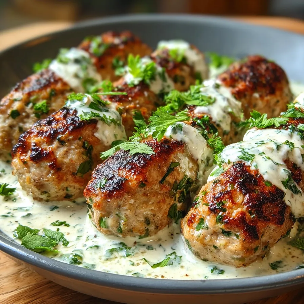 Close-up showing the delicious texture and presentation of Chicken Kofta.