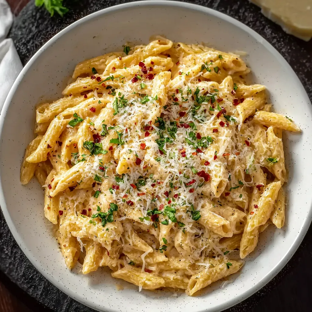 Close-up of a delicious plate of Garlic Pasta ready to be served, showcasing the vibrant sauce and fresh herbs.