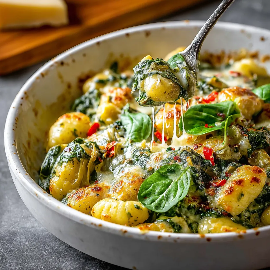 Close-up shot of a delicious plate of Pesto Gnocchi, showcasing its vibrant green pesto sauce and pillowy gnocchi texture.