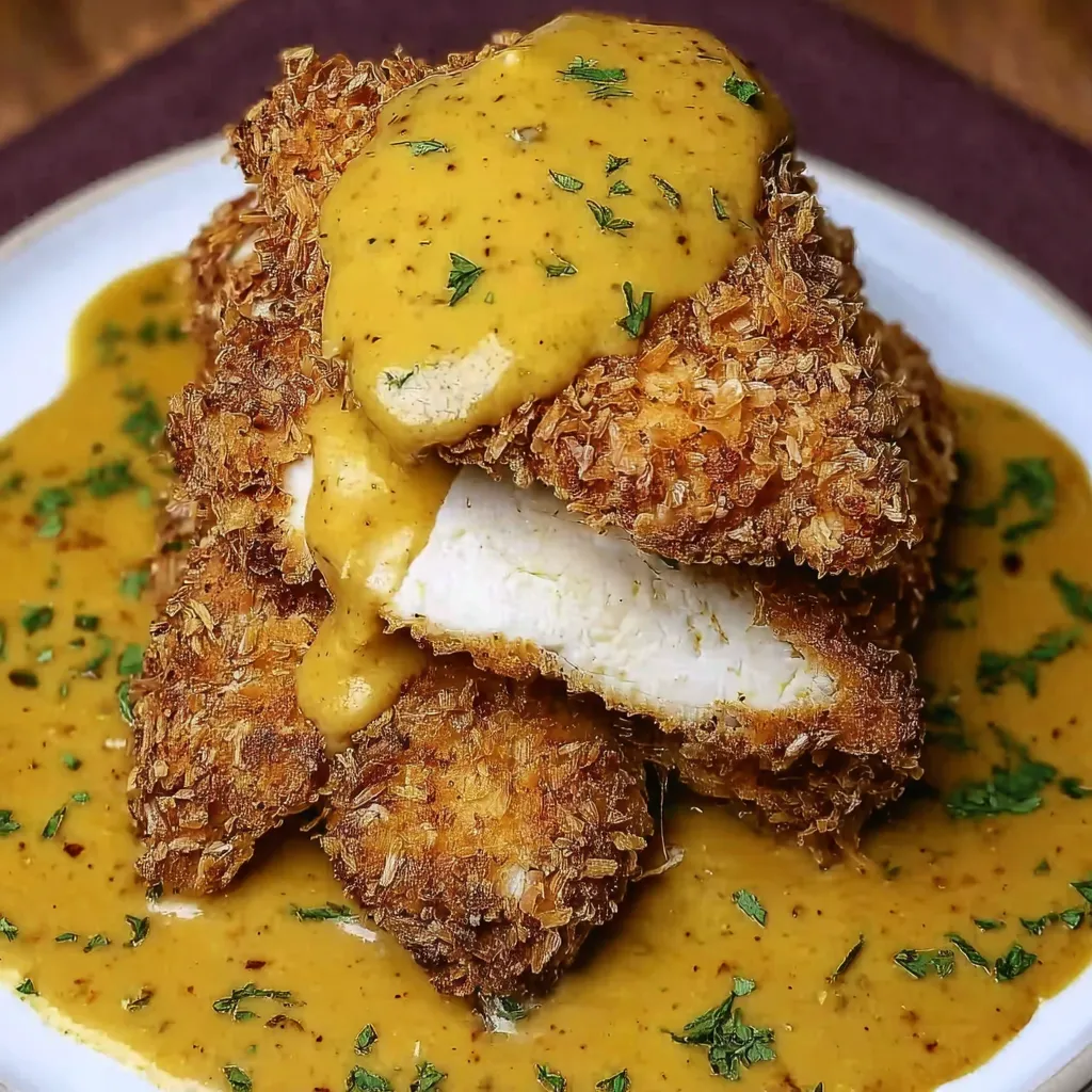 Another delicious serving of crispy baked Pretzel Chicken is presented in this mouthwatering image.
