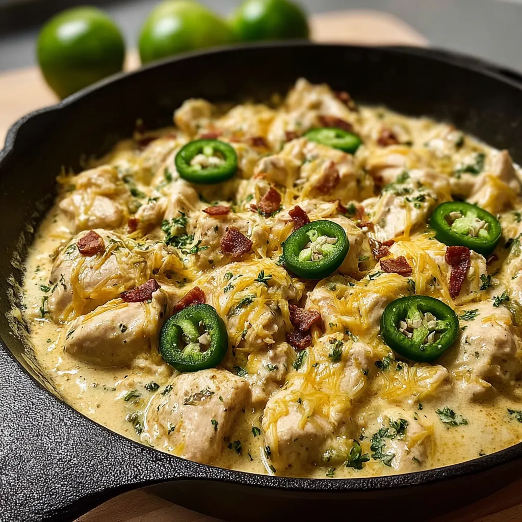 AMAZING SPICY CREAMY JALAPEÑO CHICKEN SKILLET DINNER