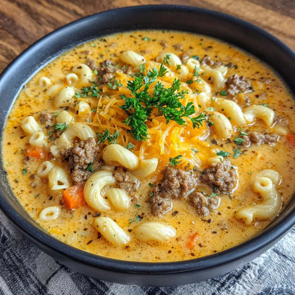 BEST CHEESEBURGER MACARONI SOUP