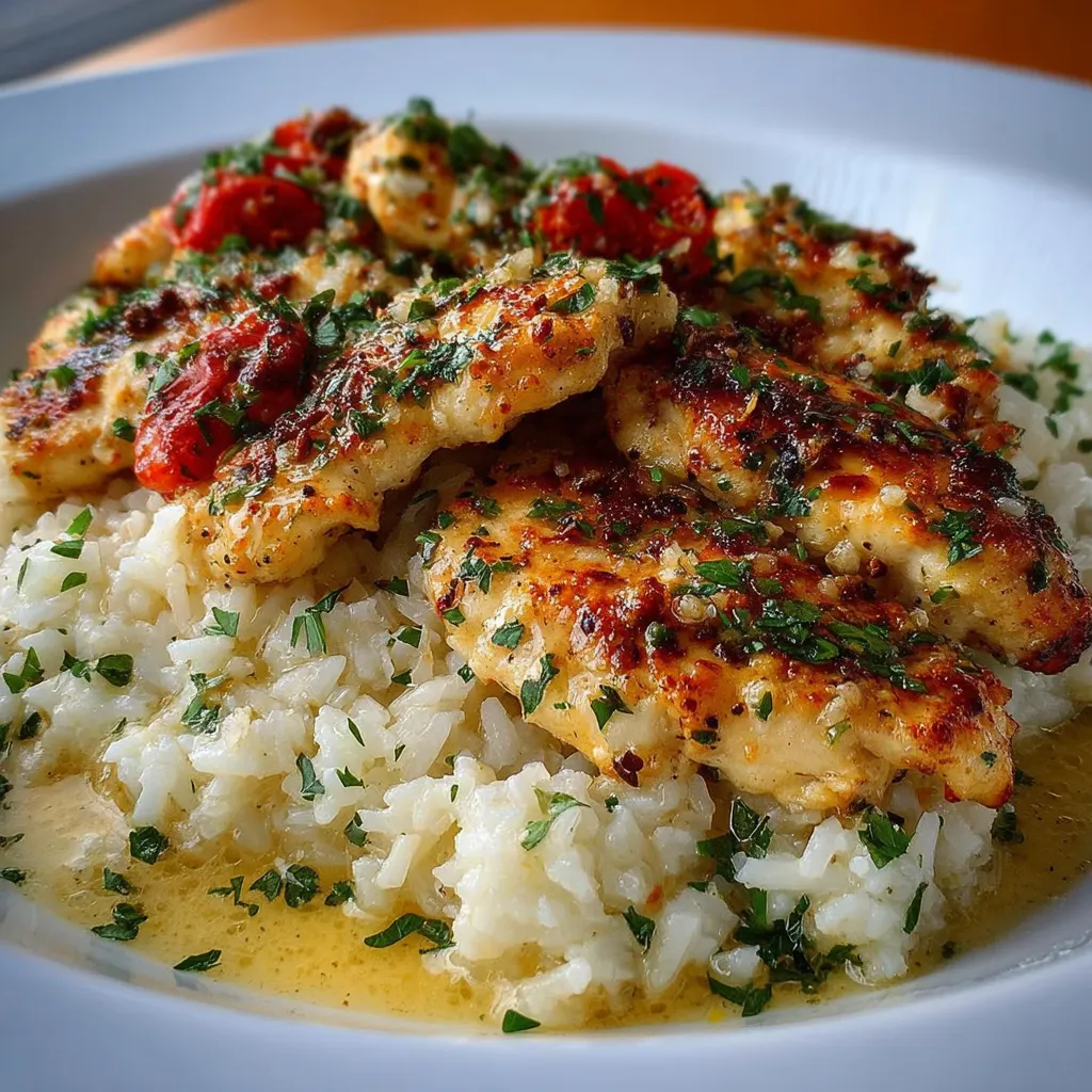 BEST CHICKEN SCAMPI GARLIC PARMESAN RICE