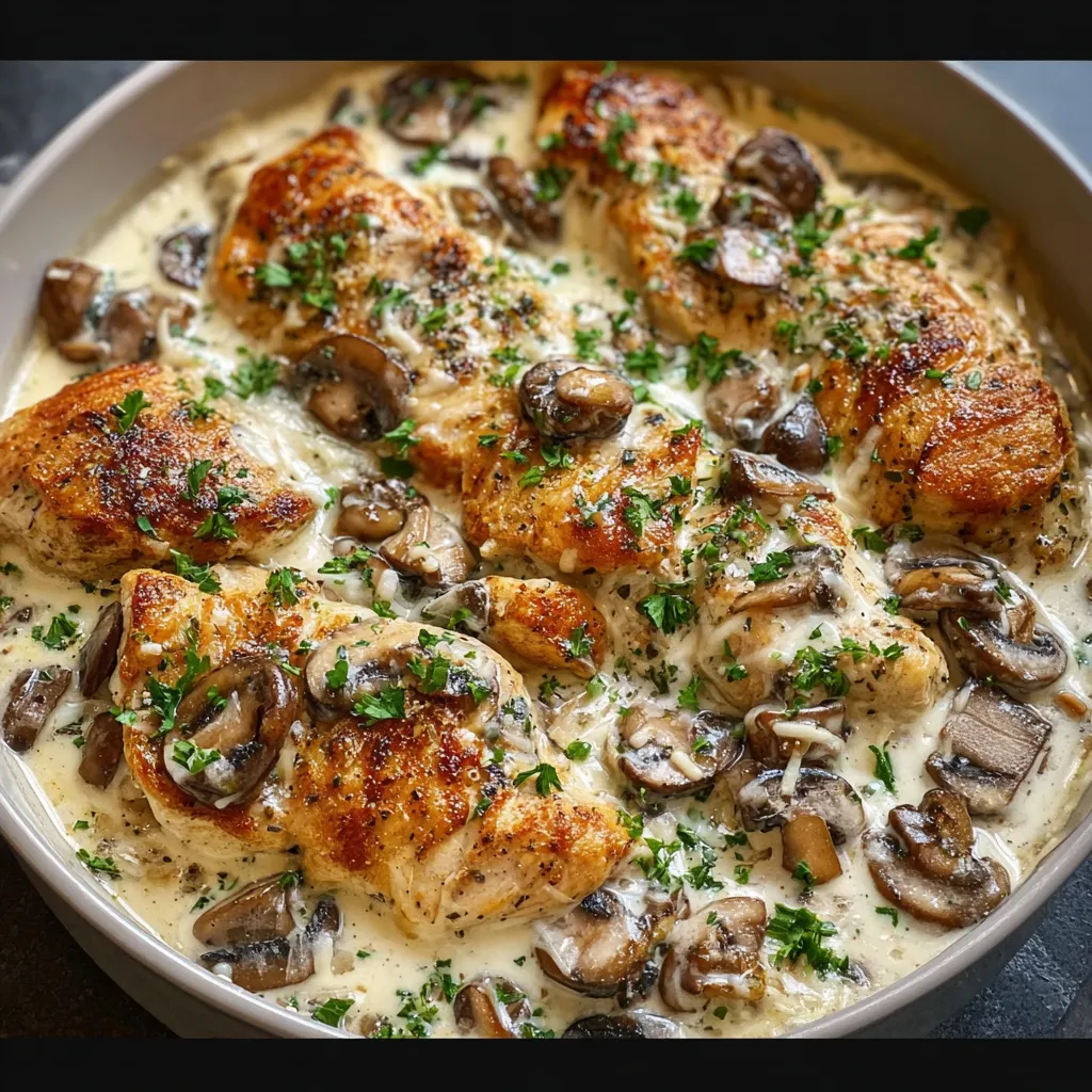 CREAMY CAESAR CHICKEN BAKE WITH MUSHROOMS EASY DINNER PERFECT
