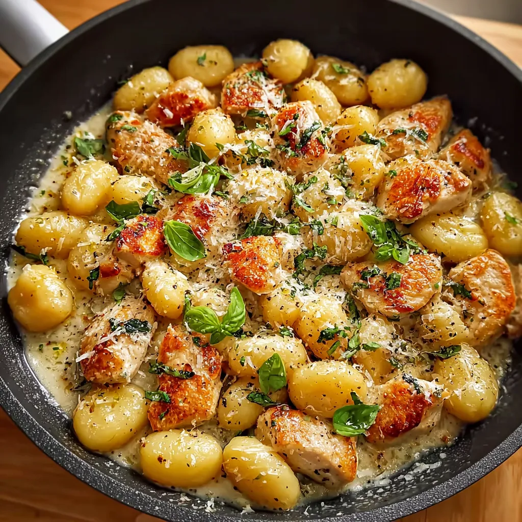 CREAMY GARLIC CHICKEN GNOCCHI SKILLET EASY