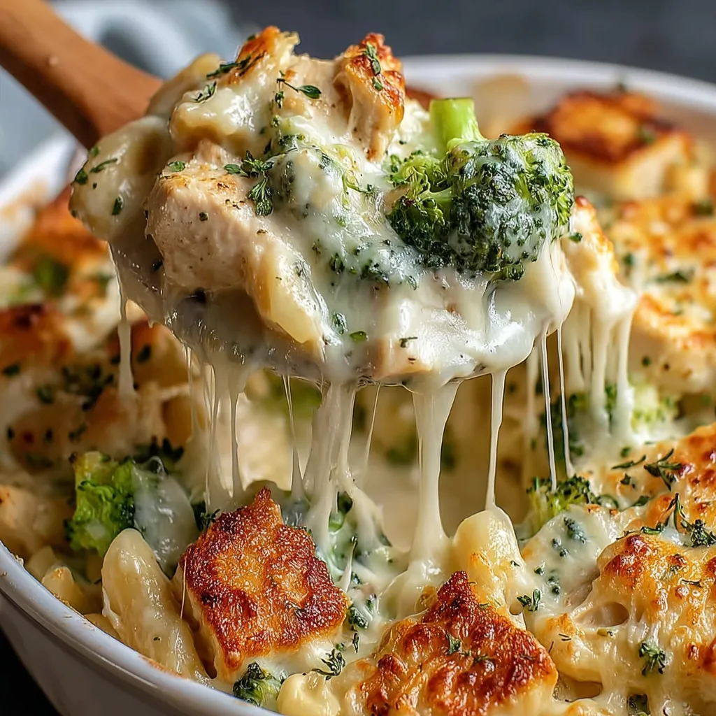 EASY CHICKEN BROCCOLI ALFREDO BAKE
