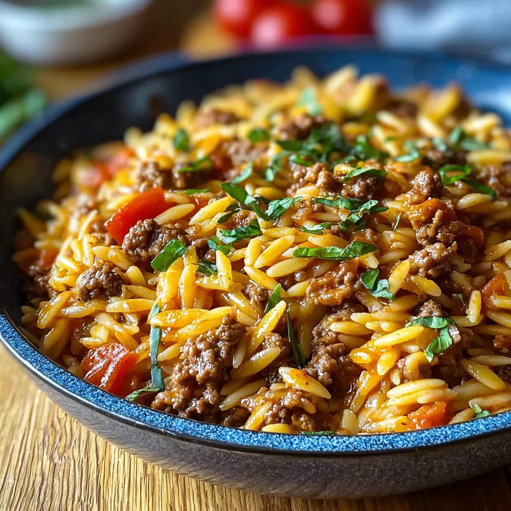 EASY GROUND BEEF ORZO