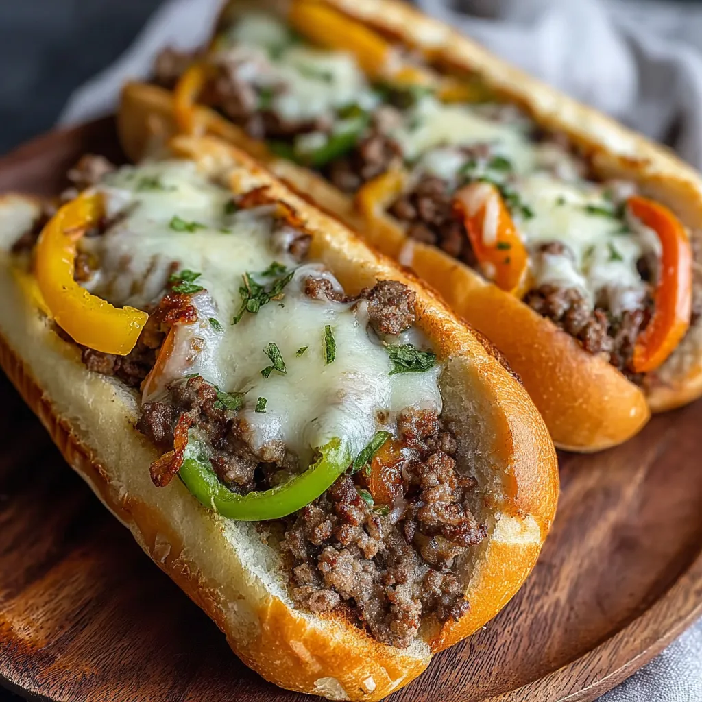 EASY GROUND BEEF PHILLY CHEESESTEAKS