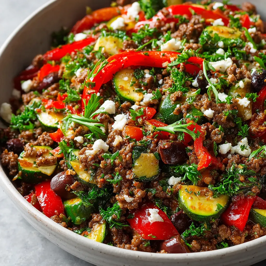 EASY MEDITERRANEAN GROUND BEEF STIR-FRY