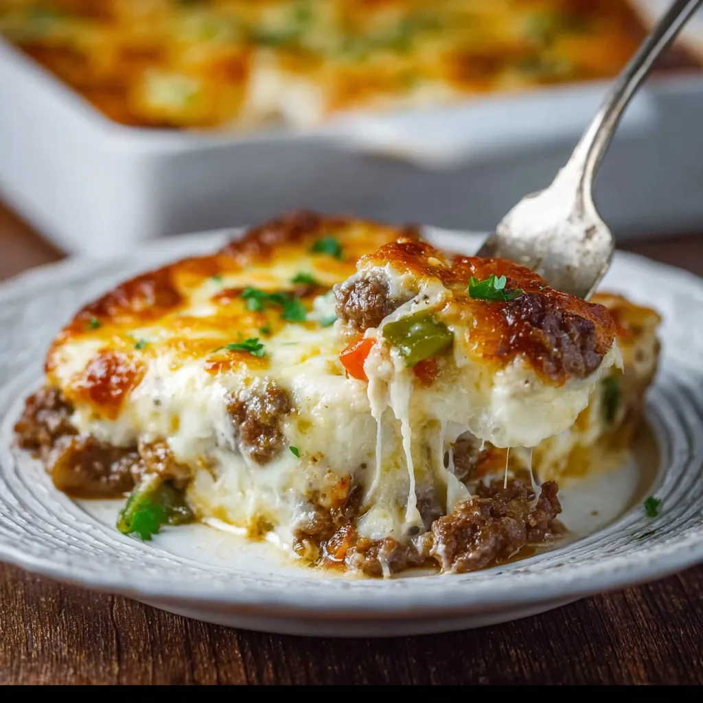 EASY PHILLY CHEESESTEAK CASSEROLE KETO