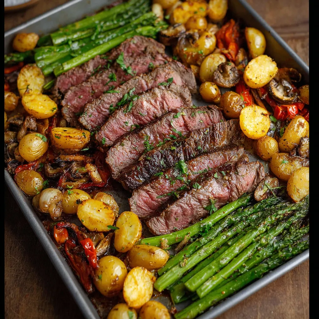 EASY SHEET PAN STEAK AND VEGGIES