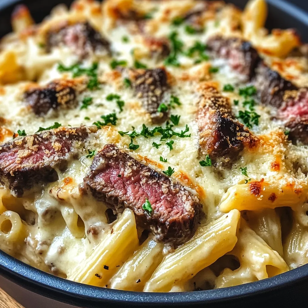 EASY STEAK TRUFFLE GOUDA PASTA BAKE