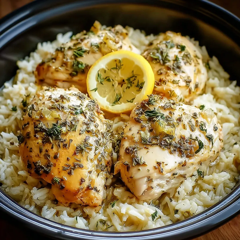 SLOW COOKER LEMON HERB CHICKEN AND RICE ULTIMATE