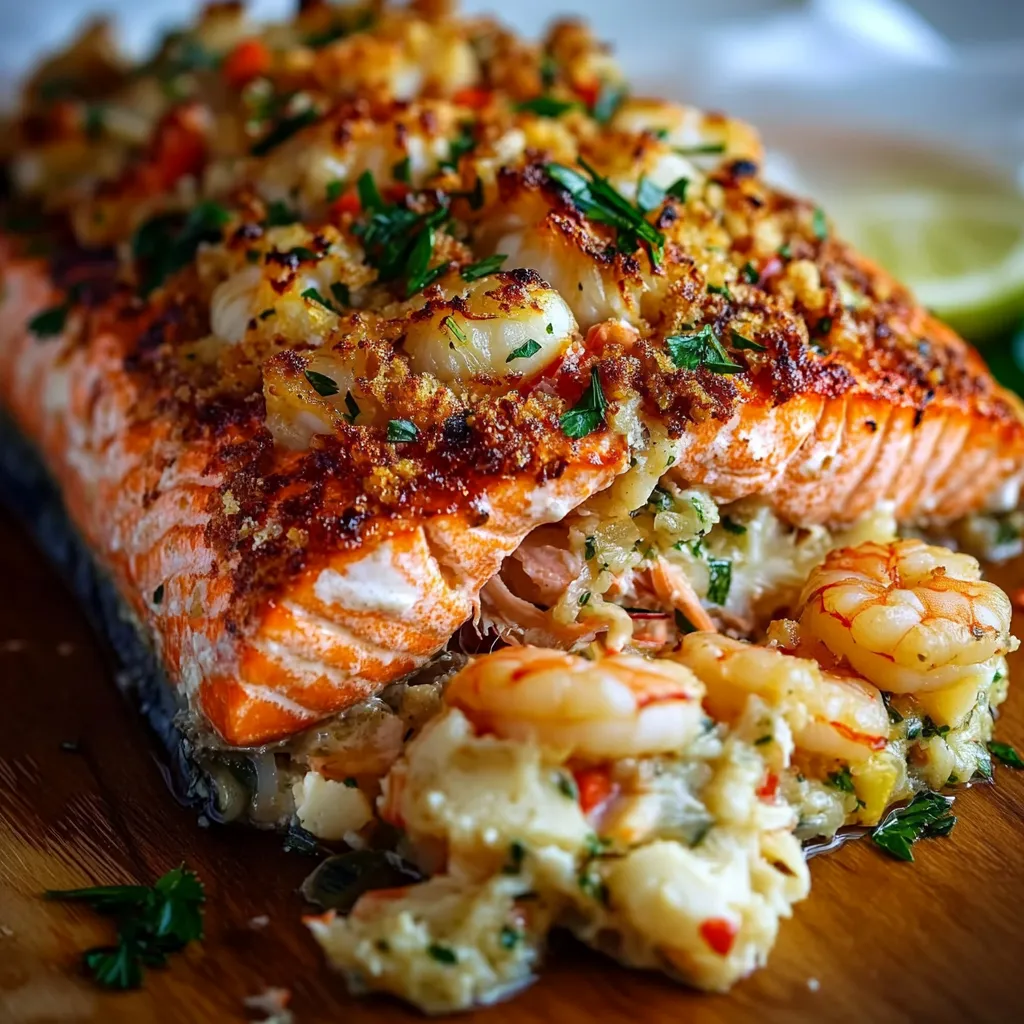 Elegant Shrimp and Crab Stuffed Salmon