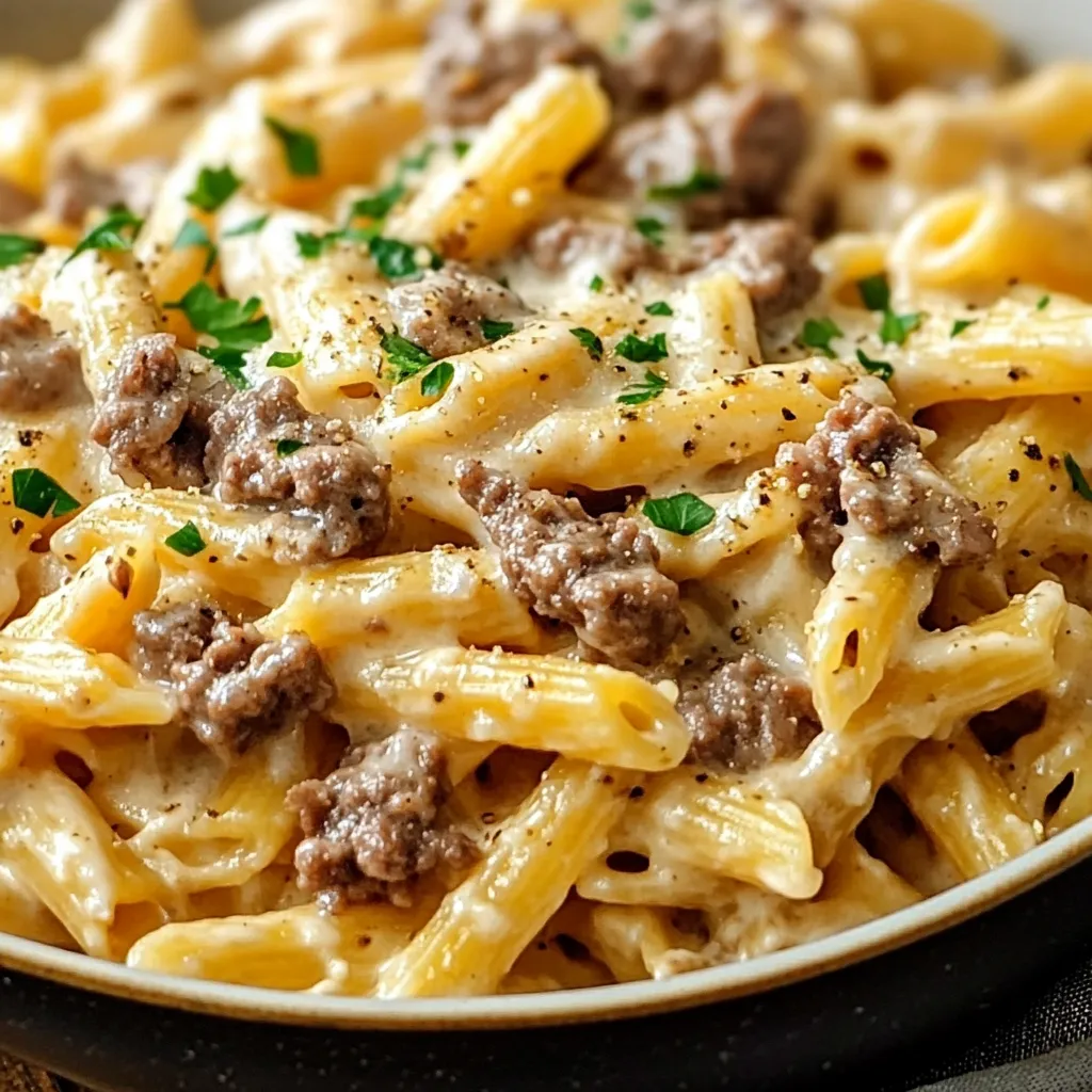 Creamy High Protein Beef Pasta