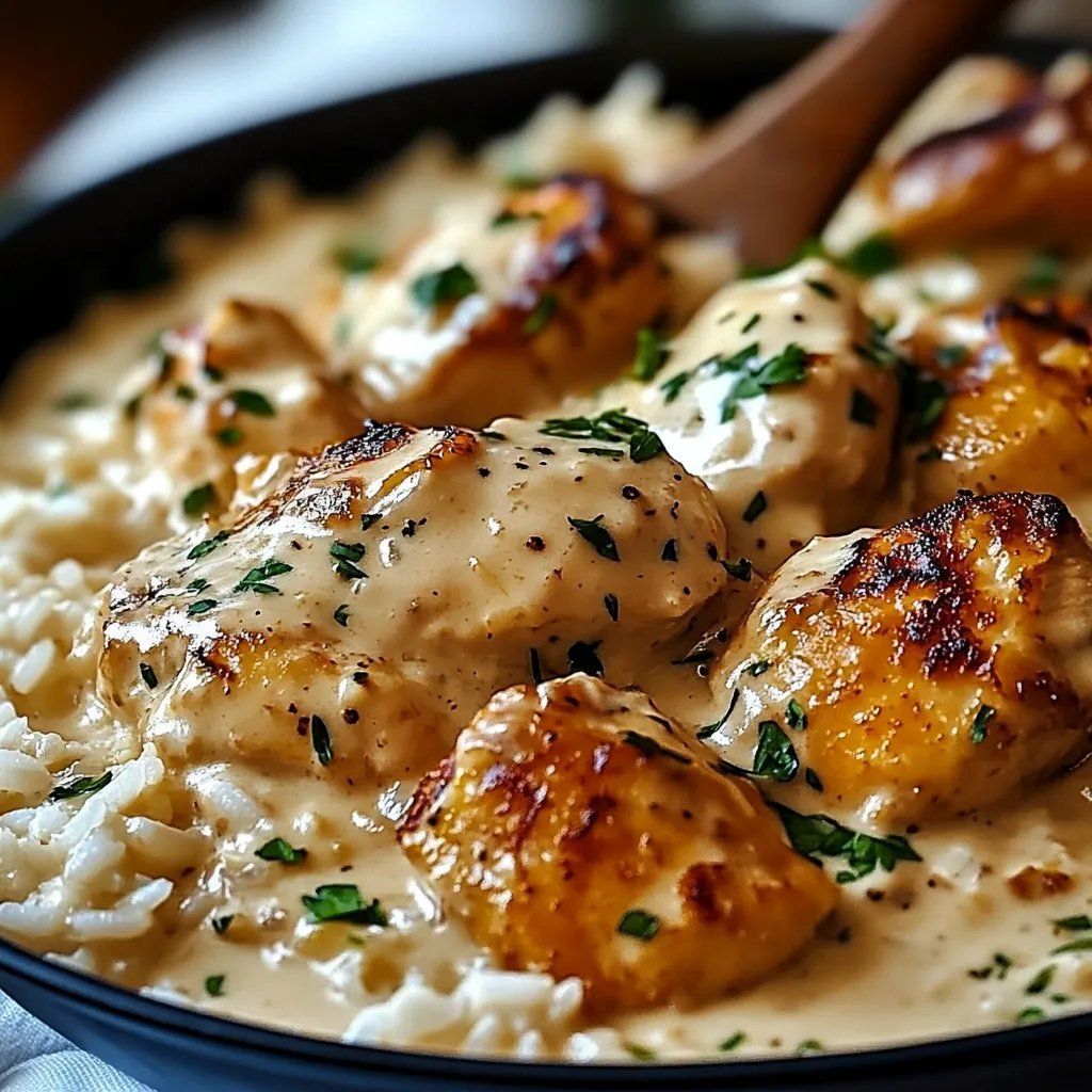 Easy Creamy Smothered Chicken and Rice
