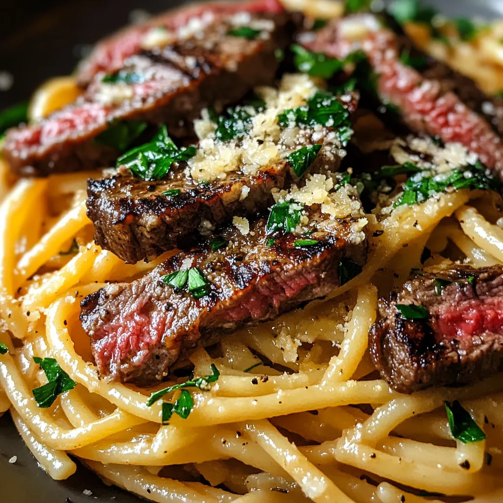One-Skillet Spicy Garlic Butter Parmesan Steak Pasta