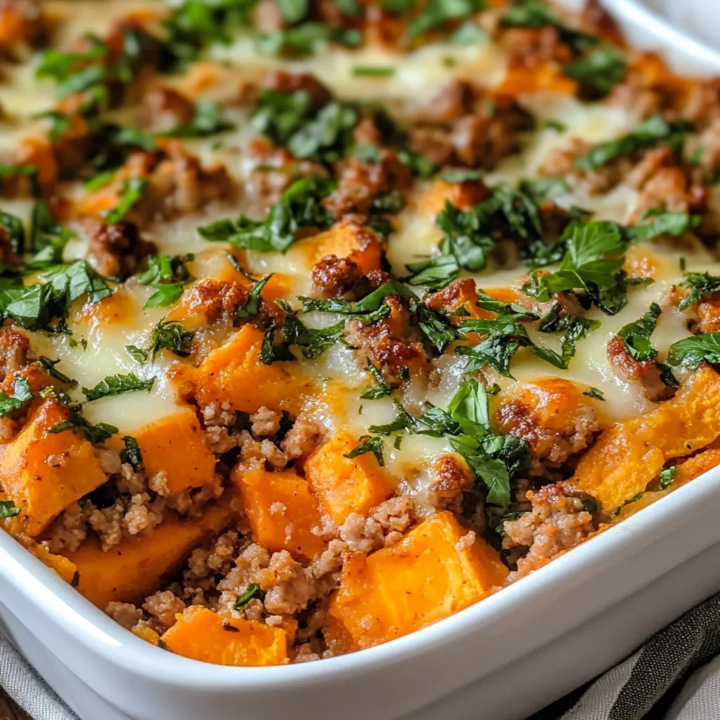 Healthy Ground Turkey Sweet Potato Bake