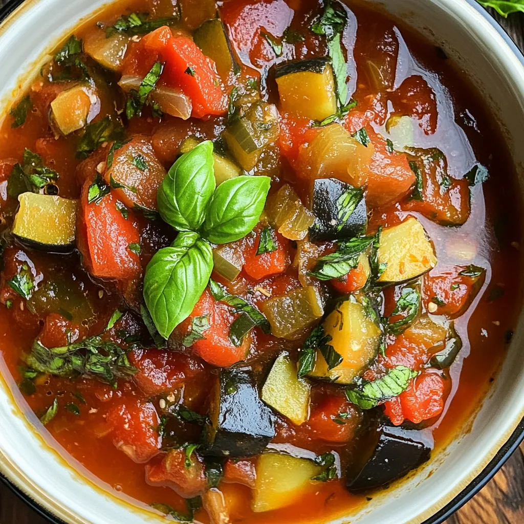 Savory Rustic Ratatouille Soup with Fresh Basil
