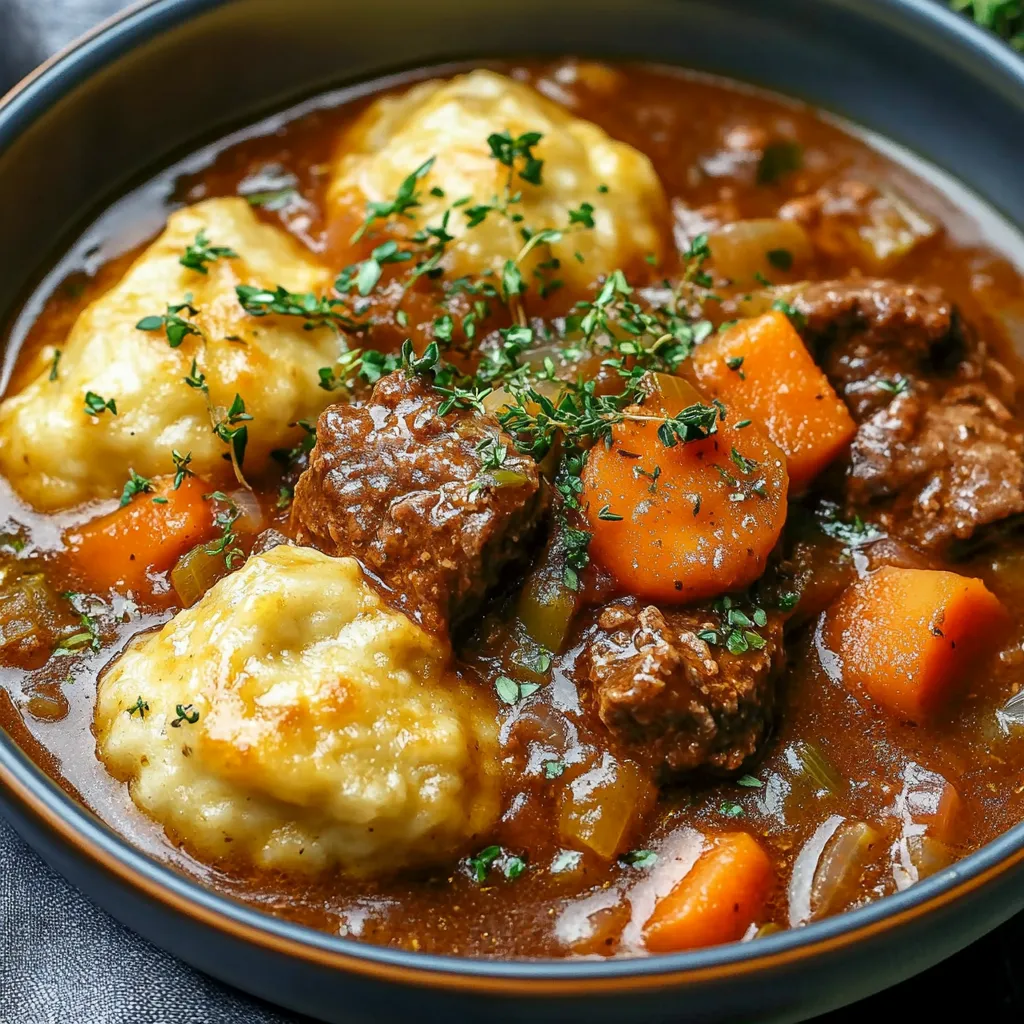 Traditional Beef Stew and Dumplings