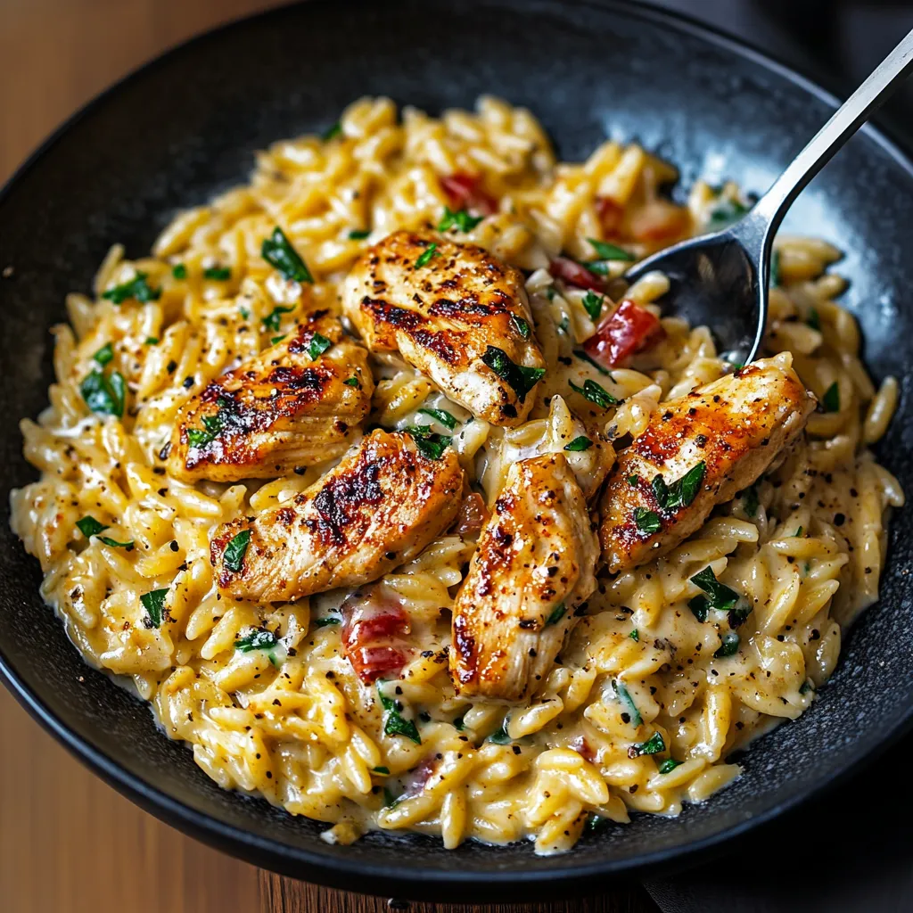 One-Pot Cajun Chicken Alfredo Orzo