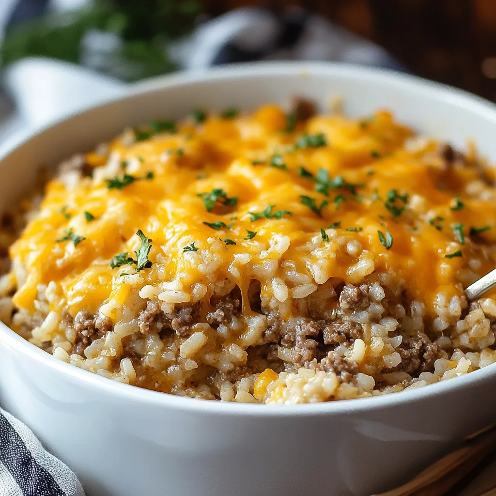 Cheddar Ground Beef Rice Casserole