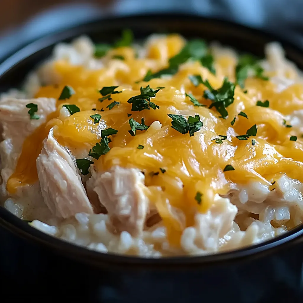 Cheesy Crock Pot Chicken and Rice